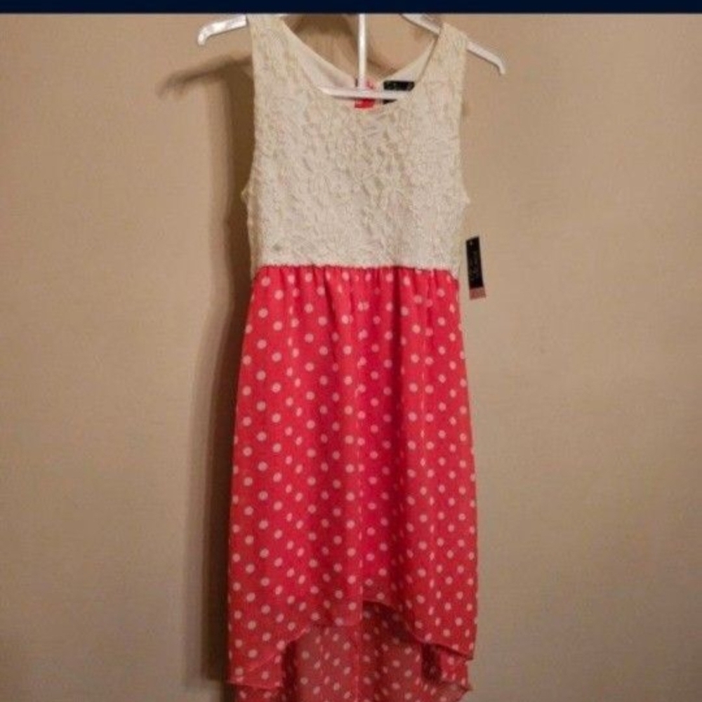 Charming White and Pink Polka Dot Girl's Dress Size 10-12